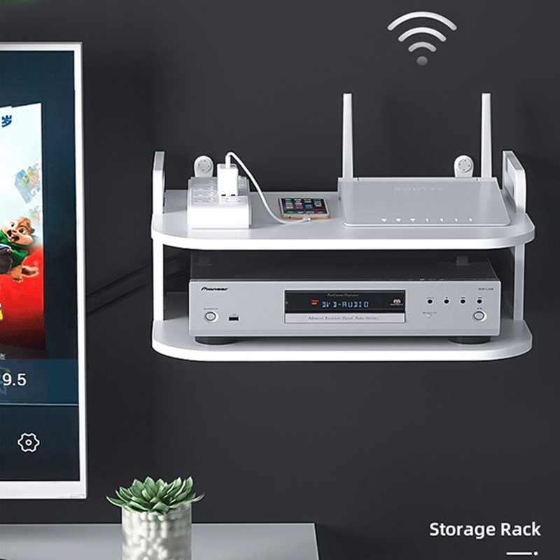 Desk Organizer - Wall-Mounted Router Cable Organizer Shelf Ventilated