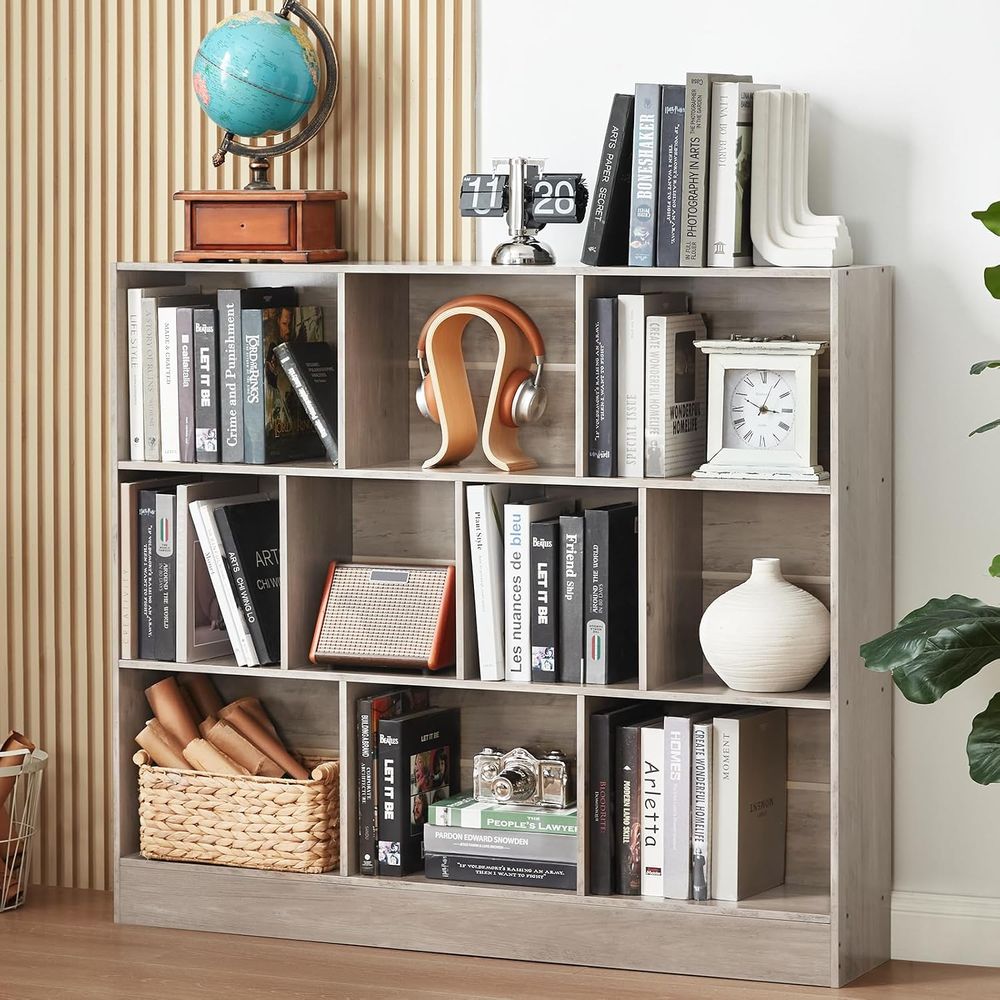 Bookshelf - LEYAOYAO 10 Cube Bookshel with Base,3