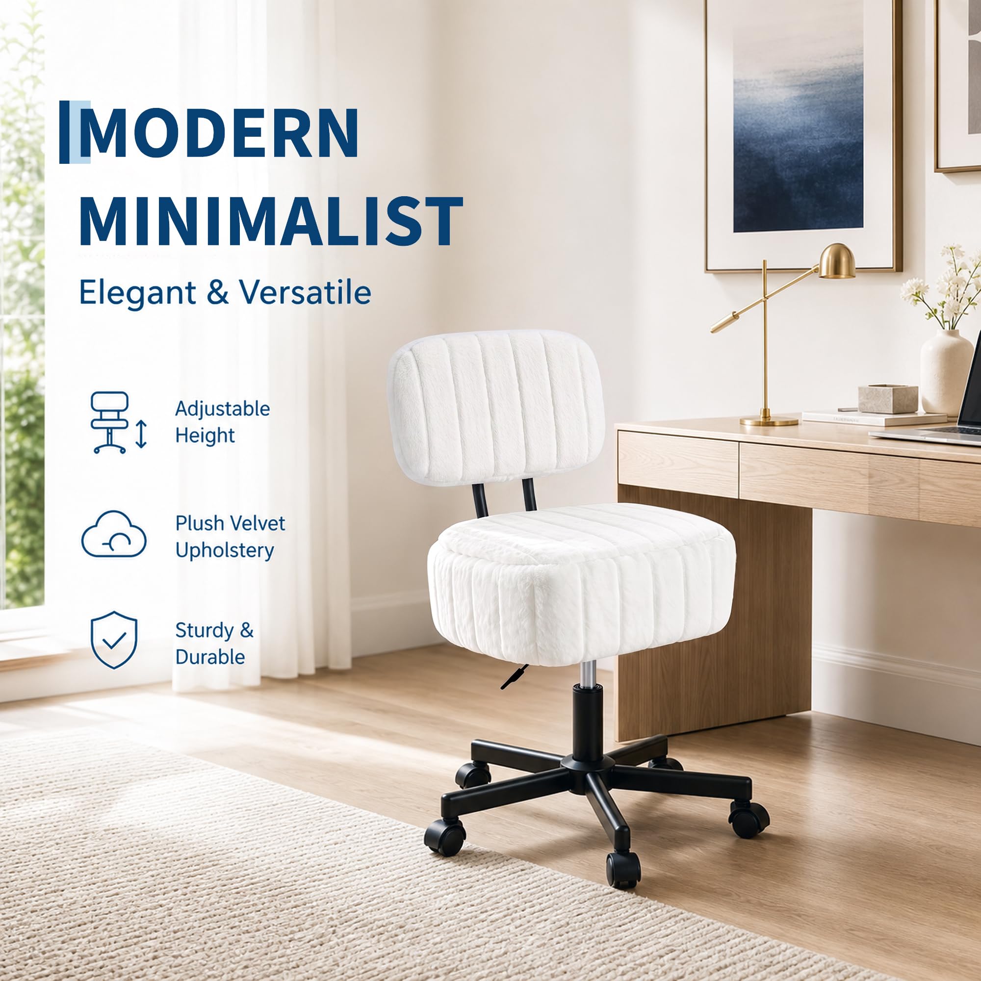 Vanity Chair with Storage, Fau - Office Stool 评论和价格