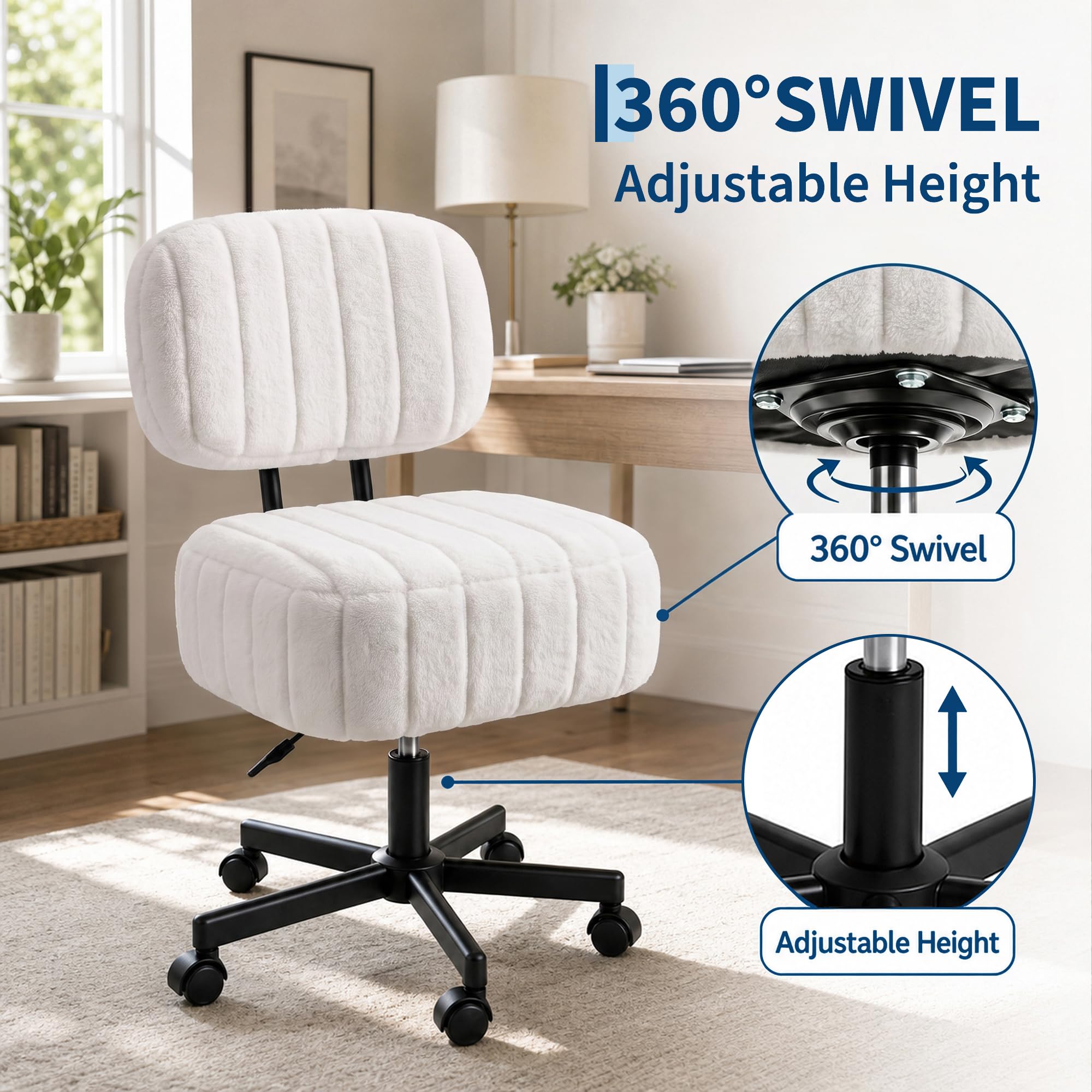 Vanity Chair with Storage, Fau - Office Stool 评论和价格